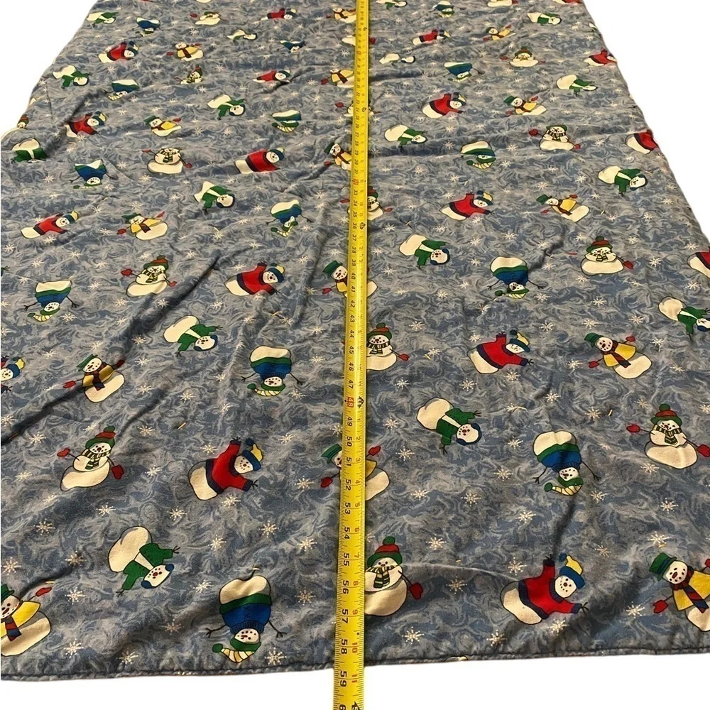 Patchwork Tied Cottagecore Quilt w/a Winter Blue Snowman Scene on Backside